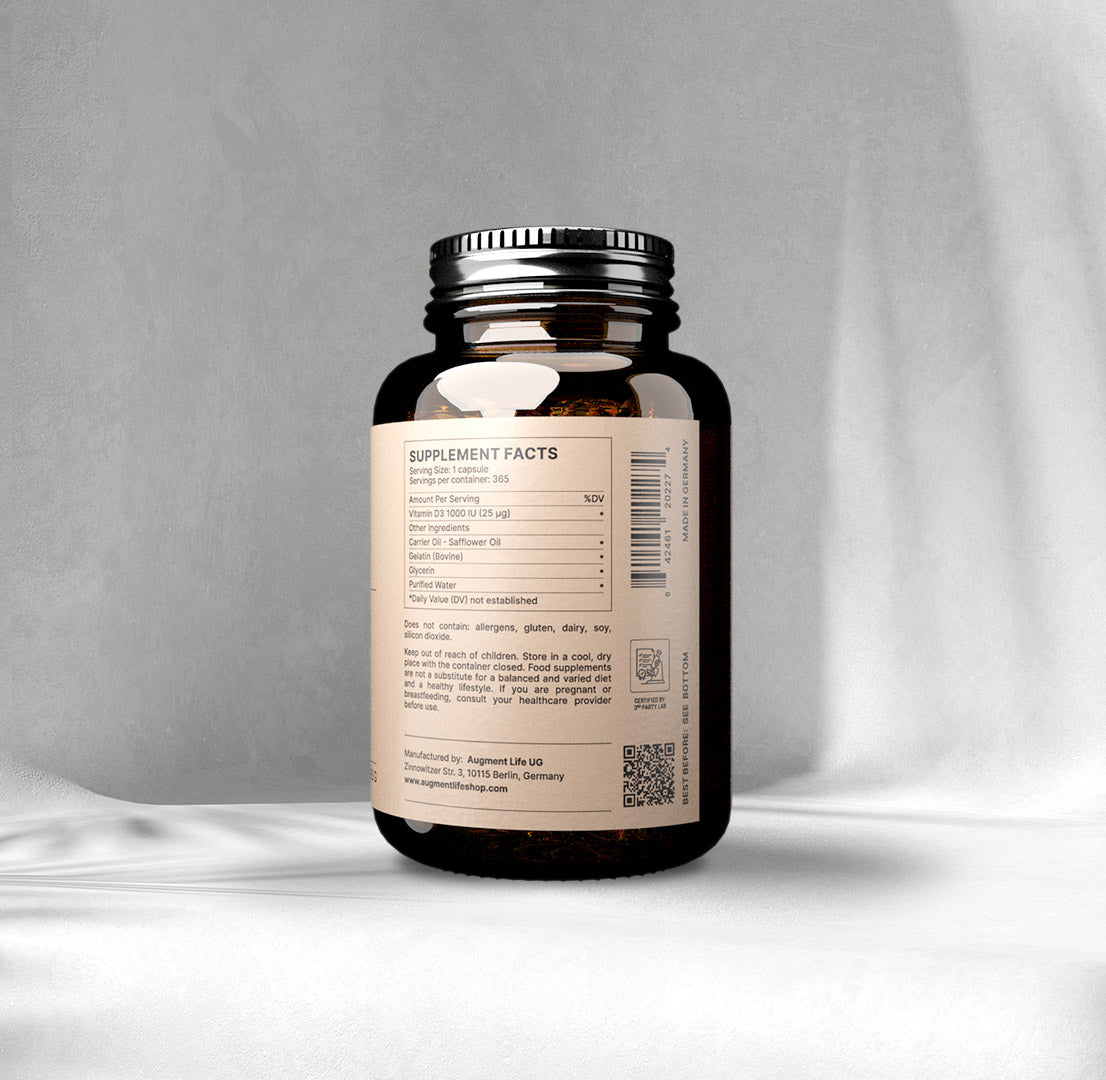 Vitamin D3 – bagetiket med næringsindhold